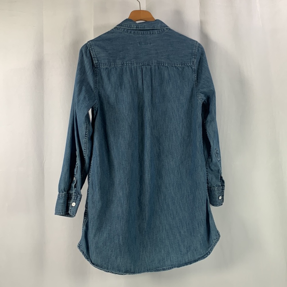 Gap Denim Pullover 1/2 Button Down Long Sleeve Blue Jean Shirt Mini Dress Size S - Picture 2 of 13